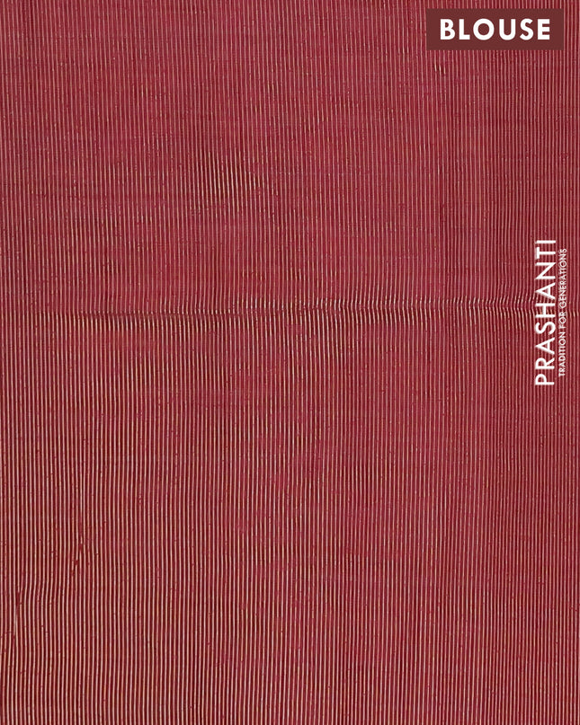 Semi raw silk saree maroon with zari woven buttas and zari checked butta border