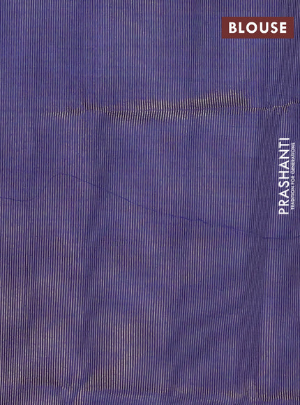 Semi raw silk saree blue with zari woven buttas and zari checked butta border