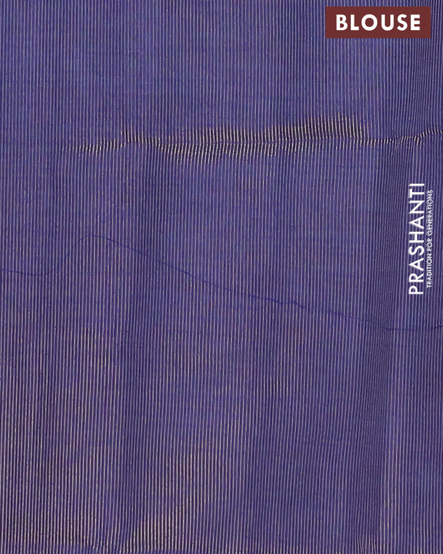 Semi raw silk saree blue with zari woven buttas and zari checked butta border