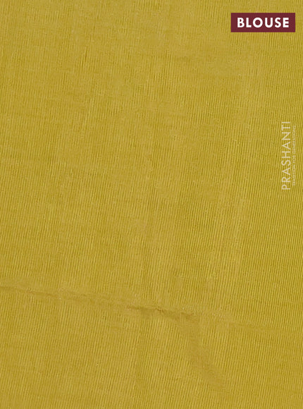 Semi raw silk saree lime yellow with zari woven buttas and zari checked butta border