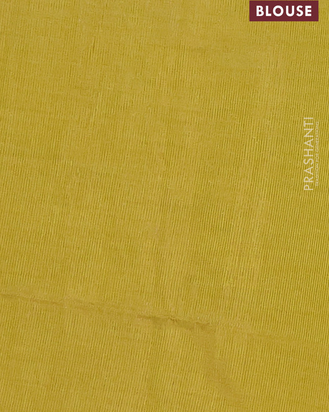 Semi raw silk saree lime yellow with zari woven buttas and zari checked butta border