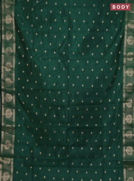 Semi raw silk saree green with zari woven buttas and zari checked butta border