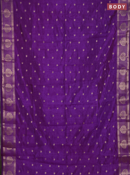 Semi raw silk saree purple with zari woven buttas and zari checked butta border