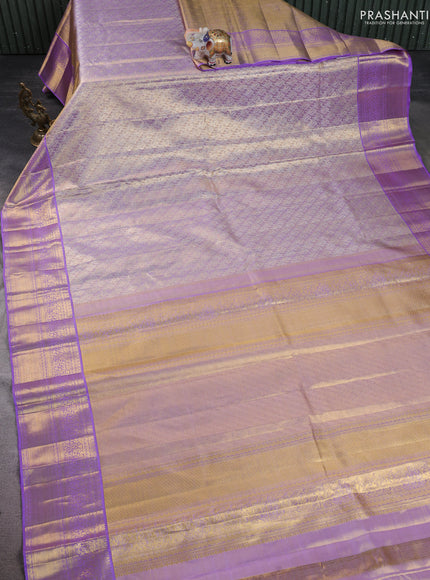 Pure kanchipuram silk saree lavender shade with allover zari woven brocade weaves and zari woven border