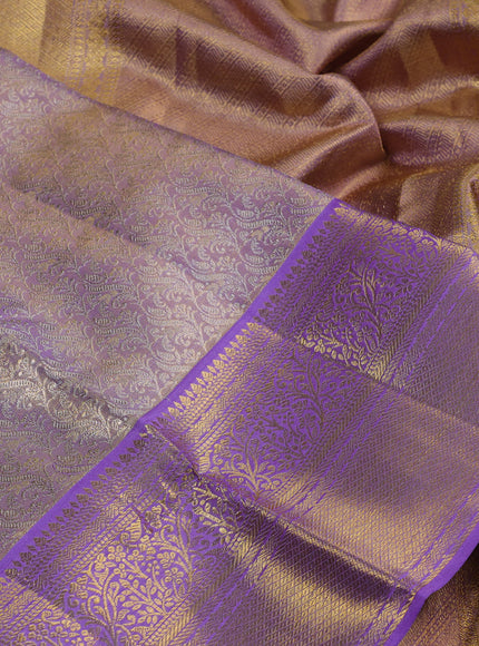Pure kanchipuram silk saree lavender shade with allover zari woven brocade weaves and zari woven border