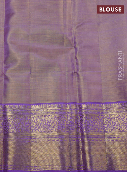 Pure kanchipuram silk saree lavender shade with allover zari woven brocade weaves and zari woven border