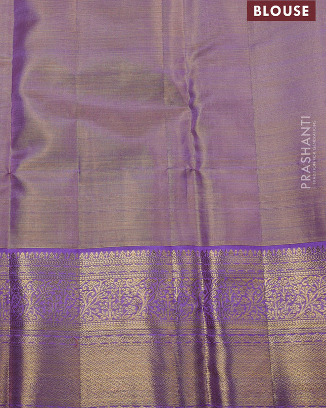 Pure kanchipuram silk saree lavender shade with allover zari woven brocade weaves and zari woven border
