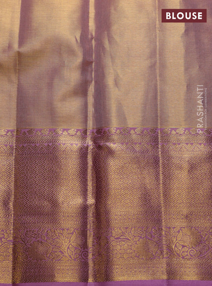 Pure kanchipuram silk saree pastel pink with allover zari woven brocade weaves and zari woven border