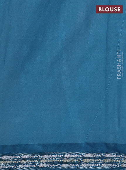 Pure tussar silk saree beige and teal blue with allover Kalamkari prints and vidharbha border
