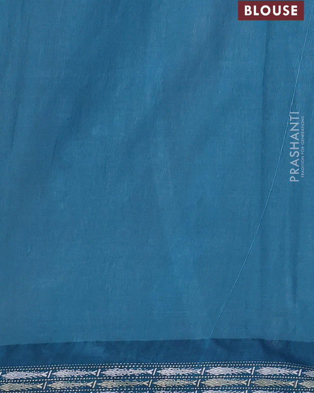 Pure tussar silk saree beige and teal blue with allover Kalamkari prints and vidharbha border