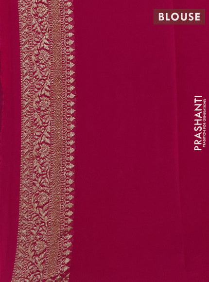 Pure Banarasi georgette saree black and pink with allover woven buttas and woven border