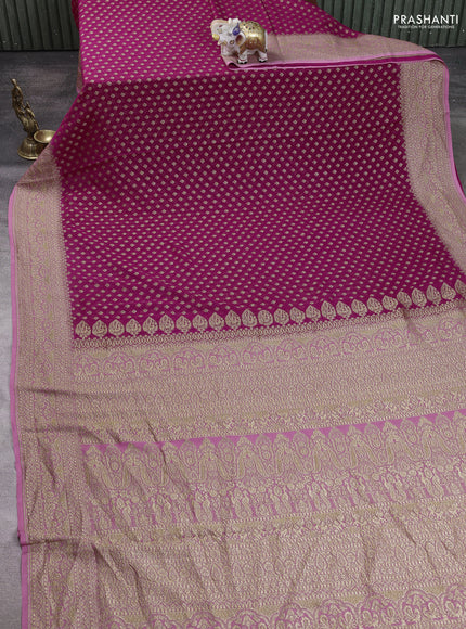 Pure Banarasi georgette saree pink and pastel pink with allover woven buttas and woven border