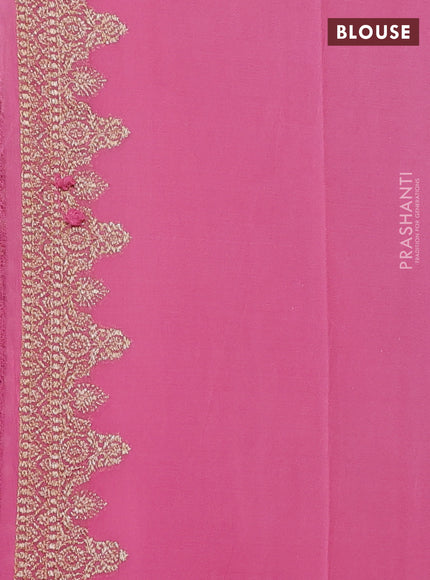 Pure Banarasi georgette saree pink and pastel pink with allover woven buttas and woven border