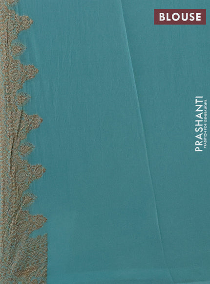 Pure Banarasi georgette saree peacock blue and teal shade with allover woven buttas and woven border