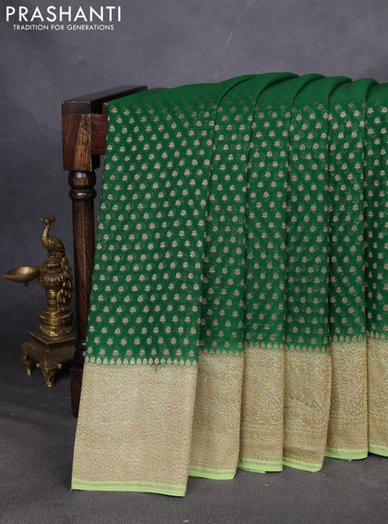 Pure Banarasi georgette saree green and pista green with allover woven buttas and woven border