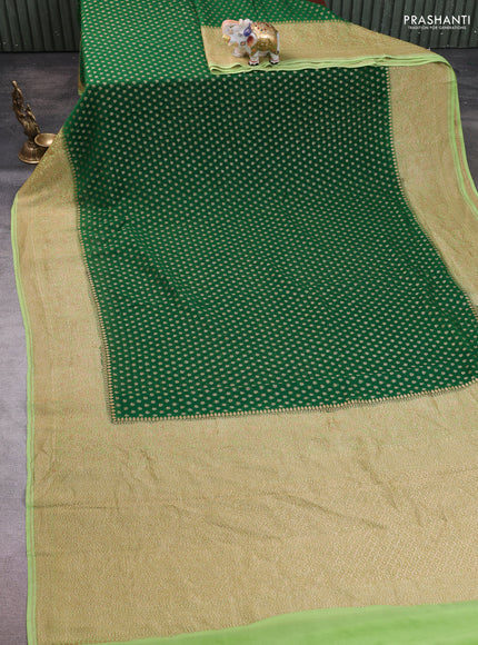 Pure Banarasi georgette saree green and pista green with allover woven buttas and woven border