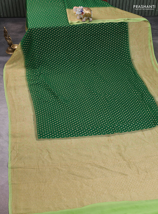 Pure Banarasi georgette saree green and pista green with allover woven buttas and woven border