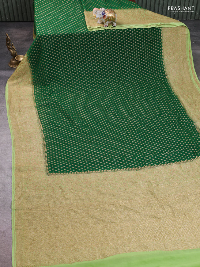 Pure Banarasi georgette saree green and pista green with allover woven buttas and woven border