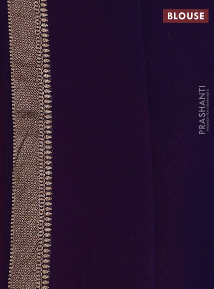 Pure Banarasi georgette saree red and blue with allover woven buttas and woven border