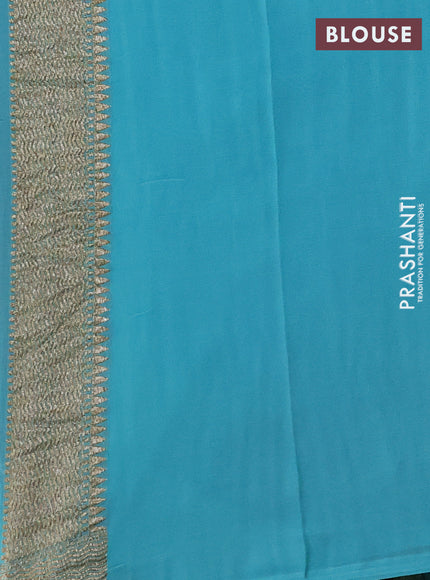 Pure Banarasi georgette saree blue and teal blue with allover woven buttas and woven border