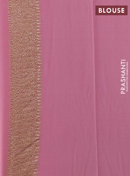 Pure Banarasi georgette saree purple and peach pink with allover woven buttas and woven border