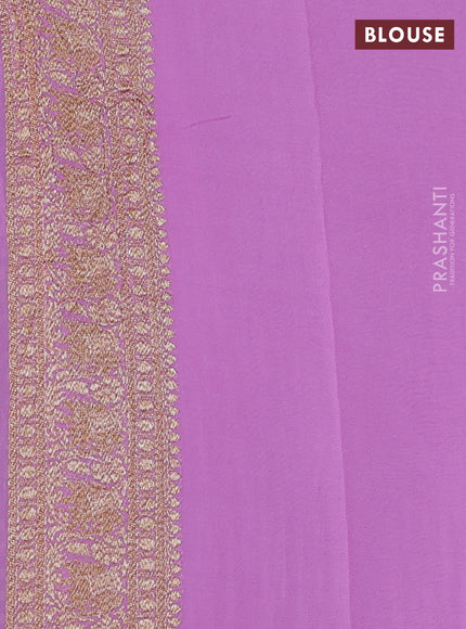 Pure Banarasi georgette saree green and lavender with allover woven buttas and woven border