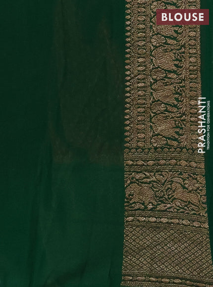 Pure Banarasi georgette saree red and green with allover woven buttas and woven border