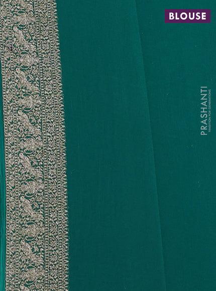 Pure Banarasi georgette saree wine shade and teal blue with allover woven buttas and woven border