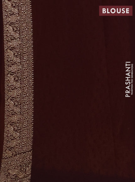 Pure Banarasi georgette saree mustard yellow and wine shade with allover woven buttas and woven border
