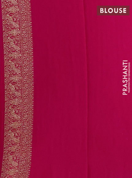 Pure Banarasi georgette saree violet and pink with allover woven buttas and woven border
