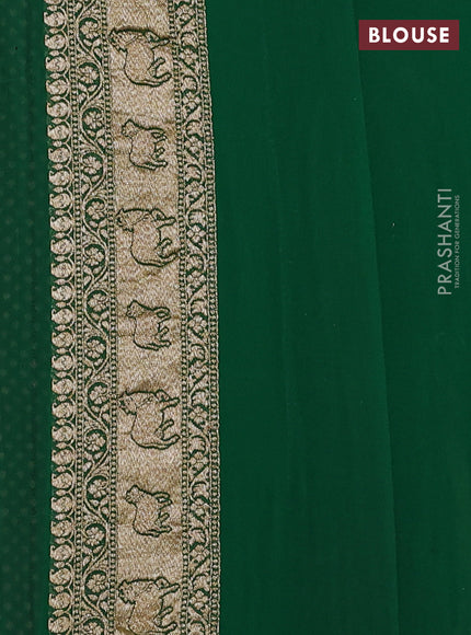Pure Banarasi georgette saree purple and green with allover woven buttas and woven border
