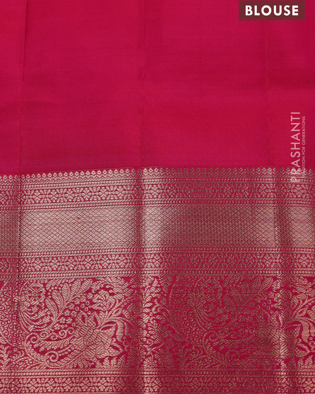 Pure kanchipuram silk saree dual shade of pink with allover zari woven brocade weaves and zari woven border