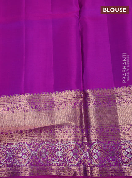 Pure kanchipuram silk saree purple with allover zari woven brocade weaves and long zari woven border