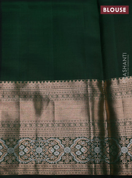 Pure kanchipuram silk saree dark green with allover zari woven brocade weaves and long zari woven border