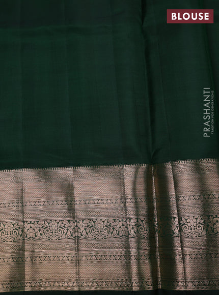 Pure kanchipuram silk saree green with allover zari checks & annam buttas and long zari woven border