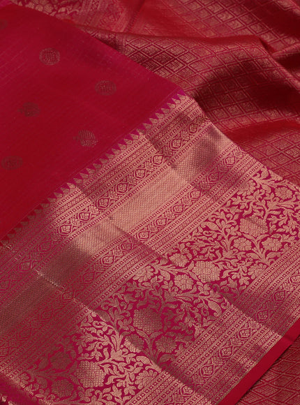 Pure kanchipuram silk saree dual shade of pink with allover zari checks & annam buttas and long zari woven border