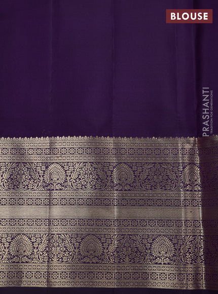 Pure kanchipuram silk saree deep violet with allover zari woven brocade weaves and long zari woven border