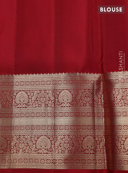 Pure kanchipuram silk saree red with allover zari woven brocade weaves and long zari woven border
