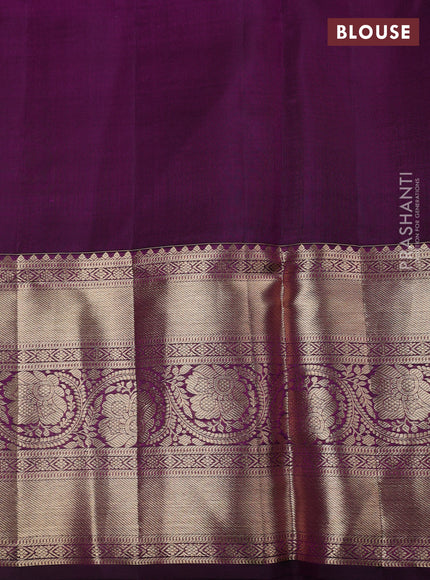 Pure kanchipuram silk saree purple with allover zari woven brocade weaves and long zari woven border