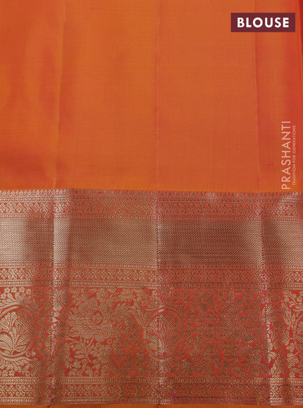 Pure kanchipuram silk saree mustard yellow with allover zari woven brocade weaves and zari woven border