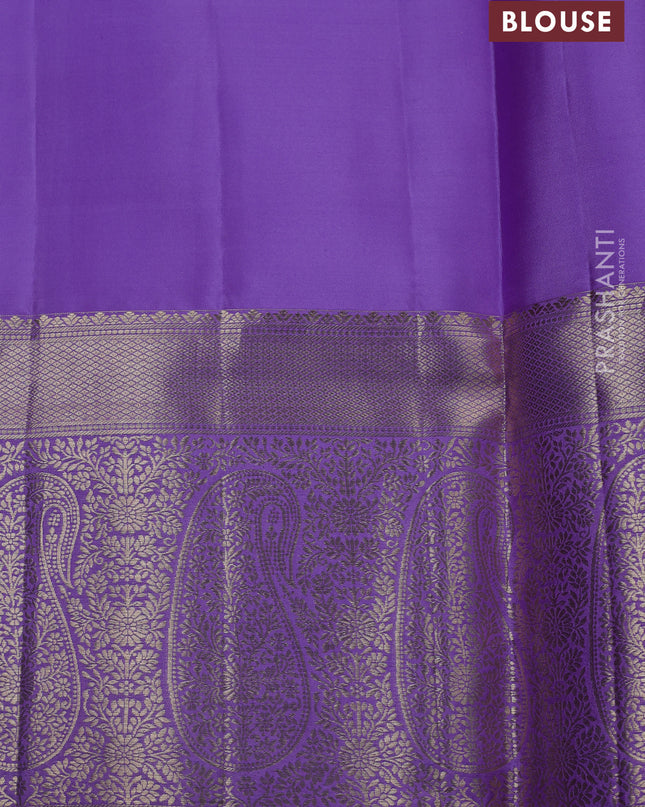 Pure kanchipuram silk saree lavender with allover zari woven brocade weaves and zari woven border