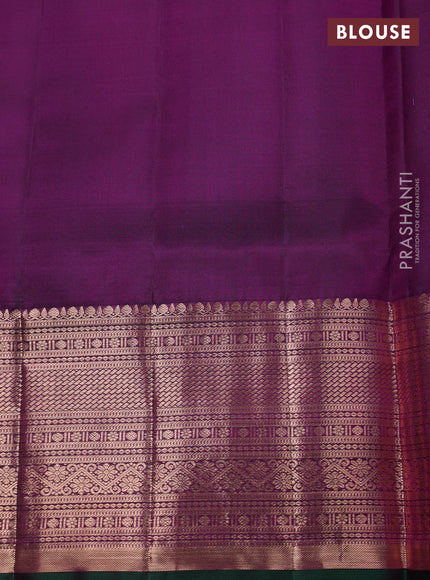 Pure kanchipuram silk saree purple and green with allover zari checks & annam buttas and long zari woven border