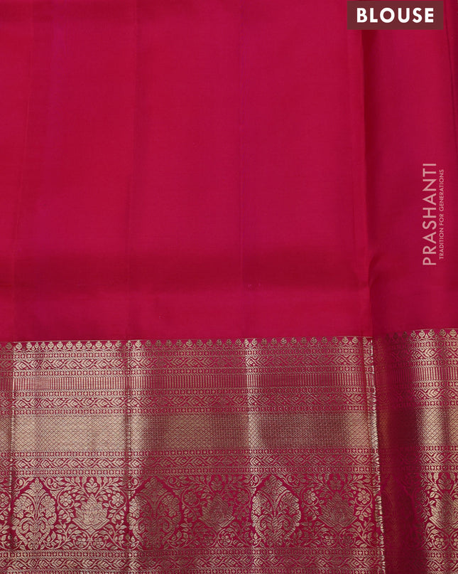 Pure kanchipuram silk saree dual shade of pink with allover zari woven brocade weaves and zari woven border