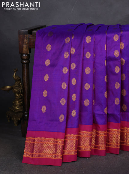 Pure paithani silk saree purple and pink with zari woven buttas and paithani weaving pallu