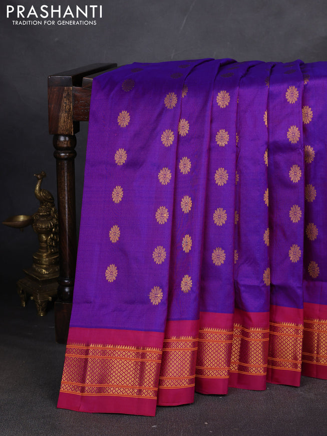 Pure paithani silk saree purple and pink with zari woven buttas and paithani weaving pallu