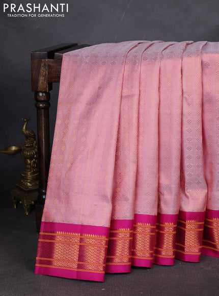 Pure paithani silk saree pastel pink and pink with allover zari woven brocade weaves and paithani weaving pallu