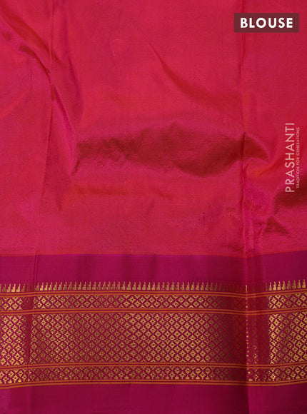 Pure paithani silk saree dual tone pinkish orange and pink with zari woven buttas and paithani weaving pallu