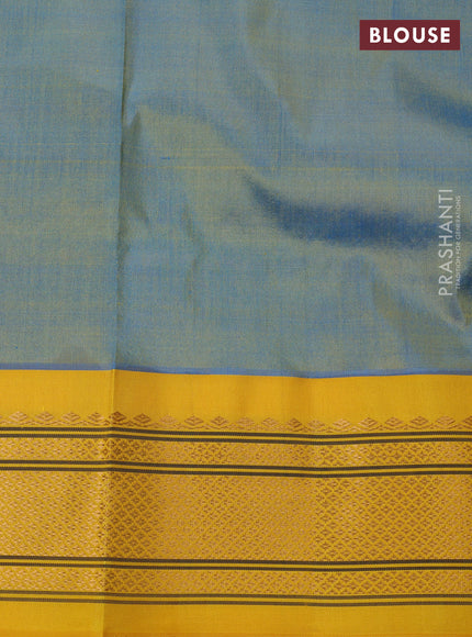 Pure paithani silk saree dual tone light blue and yellow with annam zari woven buttas and paithani weaving pallu