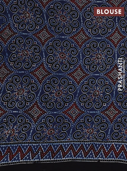 Modal silk Saree indigo blue and black with allover ajrakh butta prints and printed border