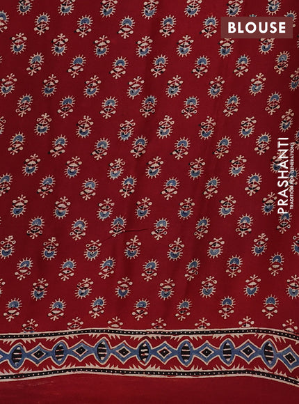 Modal silk Saree maroon with allover ajrakh butta prints and printed border